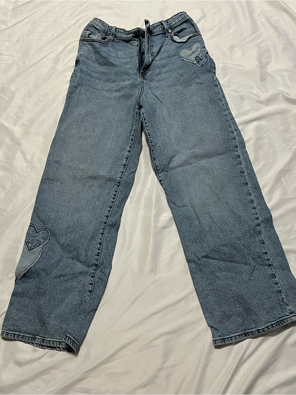 No Boundaries Blue Wide-Leg Jeans with Heart Patch